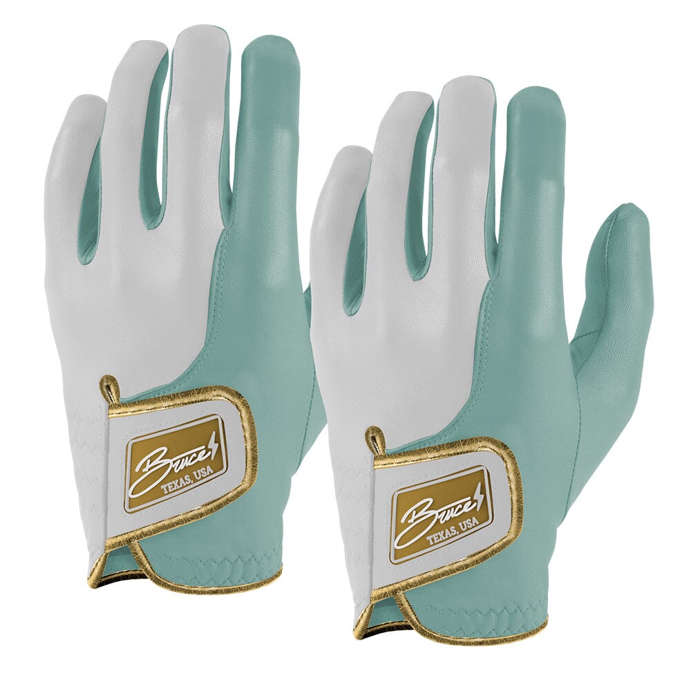 King of JUCO Creator Series Golf Gloves (On Left, 2-Pack) - Mint/Gold