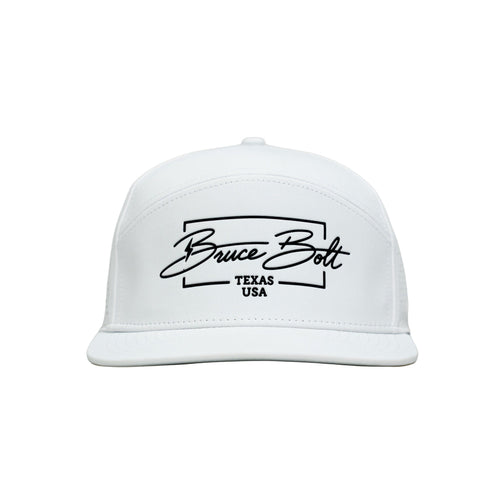 "BRUCE BOLT" Golf Performance Snapback Hat - White