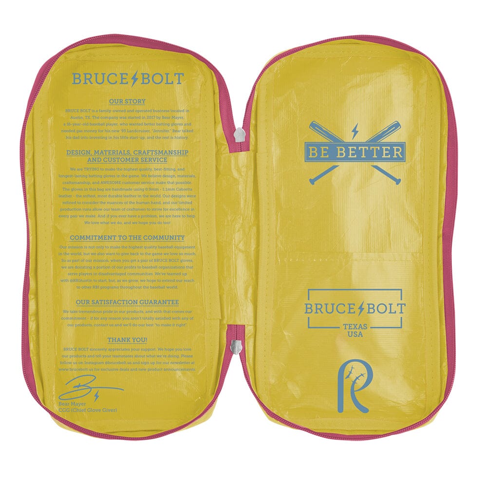 Coach RAC Creator Series Short Cuff Batting Gloves - Baby Blue/Yellow
