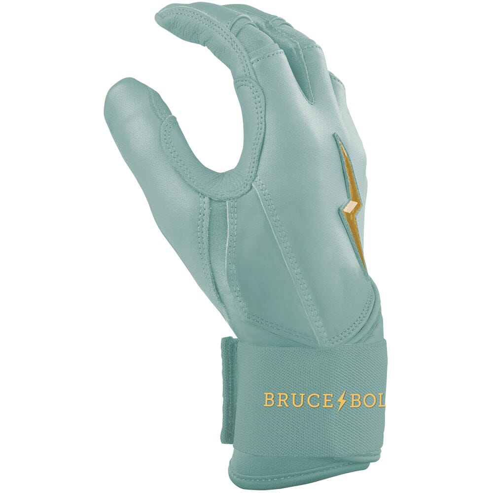 King of JUCO Creator Series Long Cuff Batting Gloves - Mint/Gold