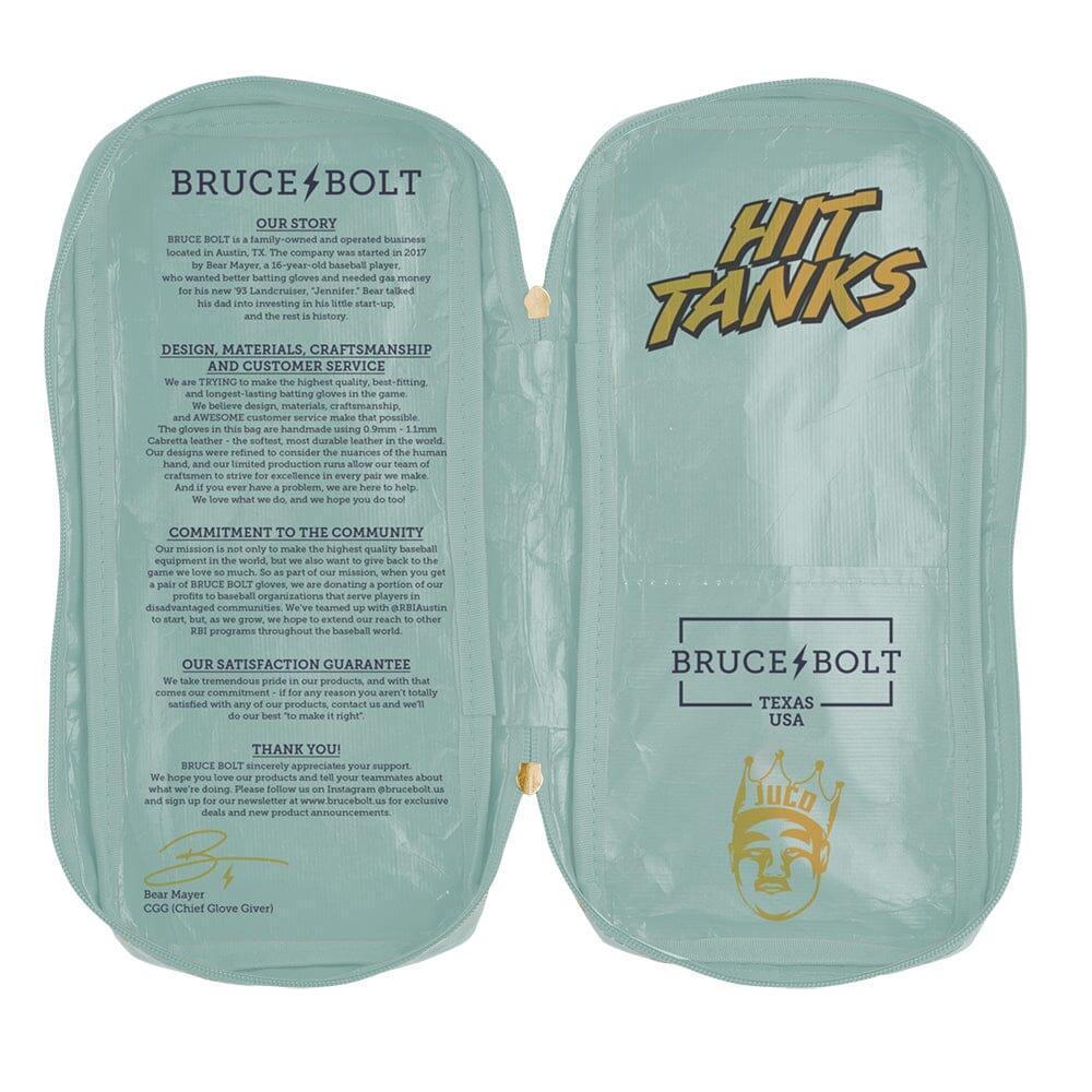 King of JUCO Creator Series Short Cuff Batting Gloves - Mint/Gold