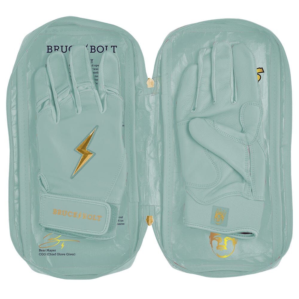 King of JUCO Creator Series Short Cuff Batting Gloves - Mint/Gold