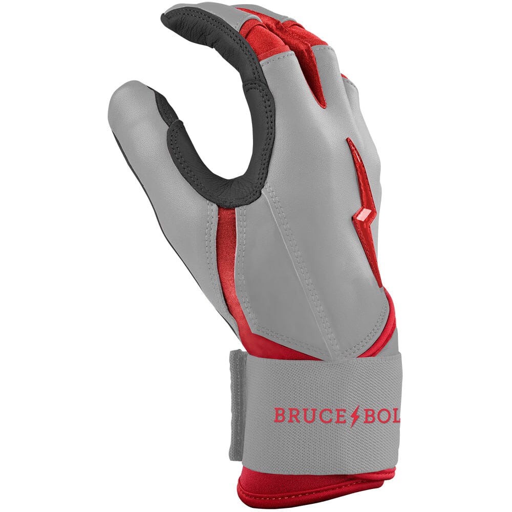 Grey Series Long Cuff Batting Gloves - Red