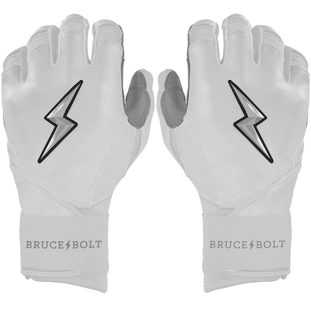 Personalized Chrome Series Long Cuff Batting Gloves - White