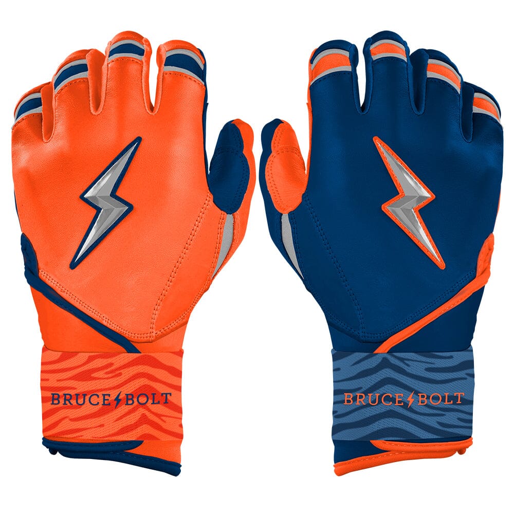 Max Clark Signature Series Long Cuff Batting Gloves - Navy/Orange