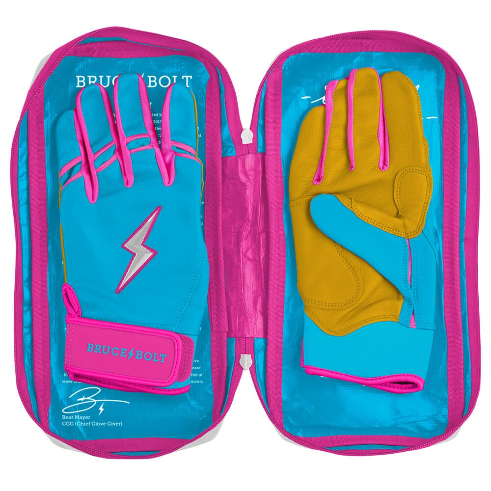 Harrison Bader Signature Series Short Cuff Batting Gloves - Blue/Pink